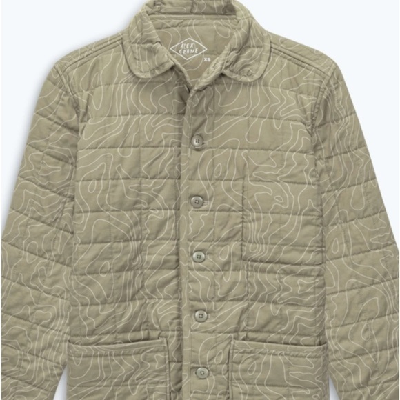 Alex Crane Quilted Jacket Mens X-Large Tank Map Kite Button Coat Army GRN $250!! - Picture 1 of 9